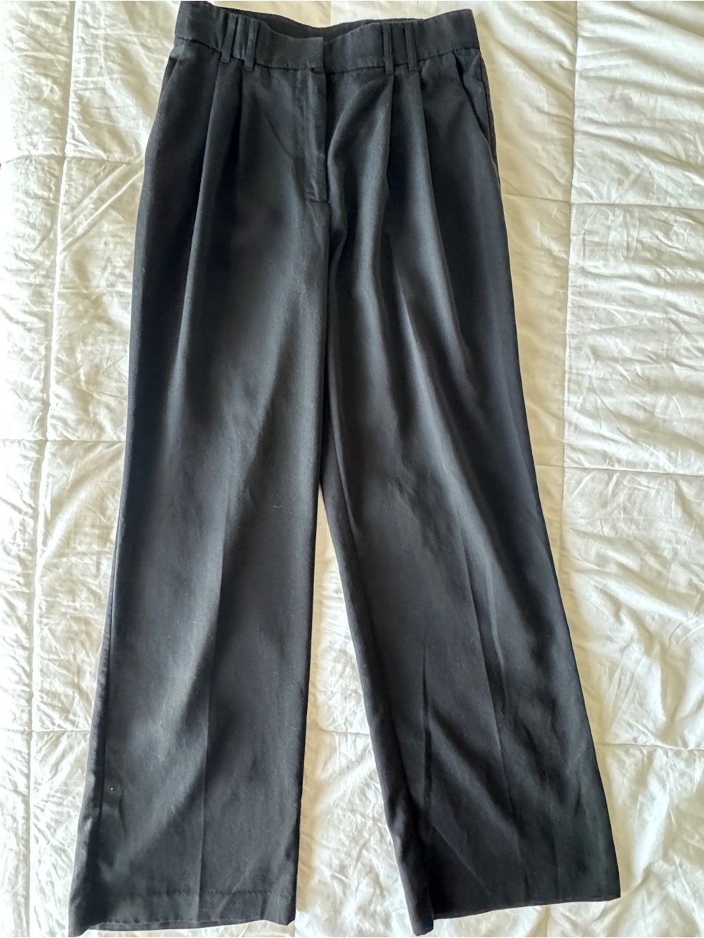 Straight Leg Trouser Pants Black Pleated High Rise Lyocell Work Office Size 6